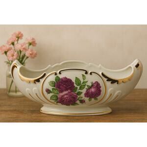 Royal Kohl 22K Gold Floral Porcelain Centerpiece Bowl #43 Vintage 1930s